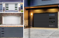 Porte de garage moderne en verre et aluminium, coupe-vent, électrique, à enroulement, pour projet, porte de garage sectionnelle avec panneau en verre