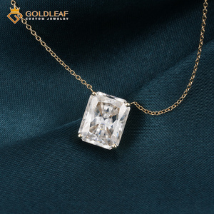 Goldleaf GRA Report D VVS1 3CT Radiant Cut Moissanite Diamonds Necklace Fine 14K Yellow Gold Pendant Jewelry <b>Gift</b> - Product Image 5