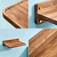 Étagère murale en bois d'acacia pour projecteur, 14,2'' x 11'', étagère flottante et support pour routeur, modem, décodeur