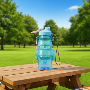 ขวดน้ำพลาสติกรูปหมี Zaa ขนาด 500 มล. ฝาเกลียวพร้อมเชือกสำหรับเด็ก ลายการ์ตูนสำหรับแคมป์ปิ้ง - Product Image 2