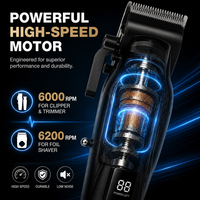 PRITECH 3-in-1 Professionelles Haarschneideset Kabelloser Haarschneider Elektrischer Folienrasierer Herren Friseur Schneidemaschine LED-Kit