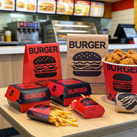 Boîtes à hamburger, frites et poulet frit personnalisées en carton biodégradable avec logo, pour restauration rapide, avec finition bronzée