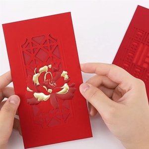 Sang trọng tùy chỉnh thực hiện hợp thời trang Trung Quốc năm mới dập nổi dập nóng gói màu đỏ Hong bao túi màu đỏ phong bì - Product Image 1