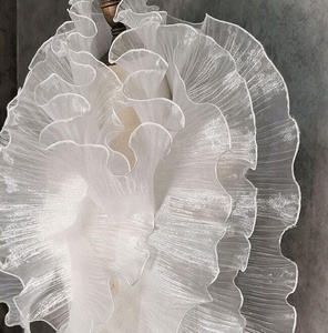 13cm <span class=keywords><strong>Organza</strong></span> trasparente brillante grande onda pizzo volant pieghettato tridimensionale per accessori abito da sposa tessuto di design - Product Image 1