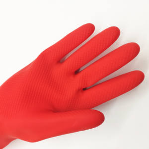 Gants de sécurité de ménage en caoutchouc rouge floqué souple de 38cm confortables pour le nettoyage polyvalent de la <span class=keywords><strong>vaisselle</strong></span> - Product Image 3