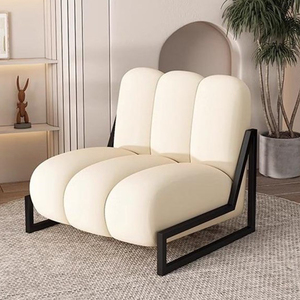 Sedia per il tempo libero popolare <span class=keywords><strong>in</strong></span> tessuto bianco crema <span class=keywords><strong>con</strong></span> <span class=keywords><strong>piedi</strong></span> <span class=keywords><strong>in</strong></span> <span class=keywords><strong>legno</strong></span> moderno, ultimo design, Hotel, divano, poltrona morbida - Product Image 4