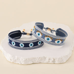Nuova moda fatta a mano BohemiaTassel corda con rivetto a cuore regolabile braccialetto intrecciato Charm amicizia <span class=keywords><strong>male</strong></span> occhi blu braccialetti - Product Image 3