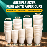 Gobelets en papier jetables biodégradables à paroi simple, revêtement PE de qualité alimentaire, blanc pur, plusieurs tailles, pour boissons froides et chaudes, écologiques