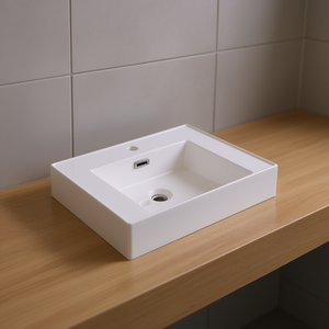 Encimera de Baño Rectangular de Resina para Lavabo, Diseño Minimalista - Product Image 2