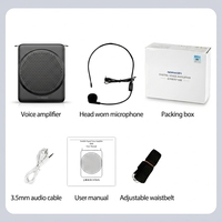 Amplificateur vocal numérique portable S368 6W, haut-parleur Bluetooth avec microphone filaire, batterie 1800mAh, USB-C, AUX, mini amplificateur audio