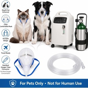 Mascarilla de Oxígeno <span class=keywords><strong>Veterinaria</strong></span> Yulin para Perros y Gatos, Transparente, de PVC Médico, con Correas Azules Ajustables para Inhalación de Oxígeno en Hospitales Veterinarios - Product Image 4