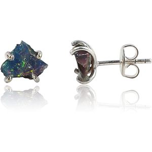Gemkora Raw <b>Opal</b> Stud <b>Earrings</b> Claw Setting Unisex Everyday Wear - Product Image 1