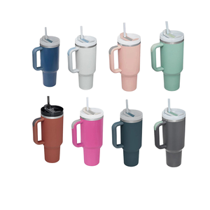 Venta al por mayor de vasos de acero inoxidable de segunda generación de 40oz con mango de copa aislado de doble capa con logotipo tubo de succión de viaje - Product Image 1