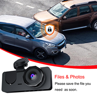 Caméra embarquée pour voiture avec écran IPS de 2 pouces, caméra avant/interne/arrière, contrôle par application WIFI, enregistreur vidéo 1080P, 3 caméras, DVR