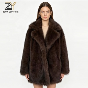 Zeyu Damen Oversize-Kunstpelzmantel 2026 Winter mit Reverskragen, mittellang, dick, warm, flauschig, Kunstpelzjacke, Kunstpelz-Übermantel ODM - Product Image 1