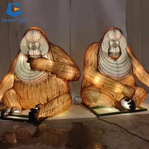 GTCC123 Zoo animal seda lanterna jardim decoração festival orangotango lanterna para venda