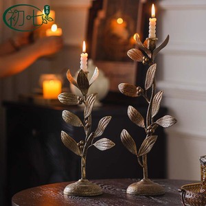 Wrought Iron <b>Candlestick</b> Plant Design Christmas Home Decoration Entryway Table Ornament American Style Candle Holder - Product Image 2