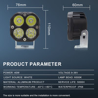 JHS OEM Luces LED Cuadradas de 3 Pulgadas y 40W para Motocicleta, Camioneta, SUV, UTV, Luces Auxiliares Antiniebla para Conducción Todoterreno