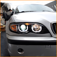 Para BMW E46 Serie 3 2001-2004, Faro Delantero Bi-LED con Proyector, Ojos de Ángel en Forma de U, DRL, Carcasa Negra, Conjunto de Faros Delanteros (Par)