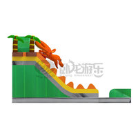 Toboggan aquatique gonflable commercial de 36 pieds avec piscine, thème dinosaures jurassiques, vente en gros directe d'usine pour les entreprises de location de matériel événementiel