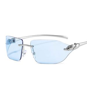 New Arrivals Retro Men Leopard Leg <b>Rimless</b> <b>Sunglasses</b> UV400 Women Metal <b>Sunglasses</b> 2021 - Product Image 4