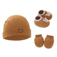 Conjunto de Gorro y Guantes de Algodón Cálido para Bebé, Gorro Bordado con Logotipo Personalizado, Manoplas y Cubrepiés de 0 a 6 Meses