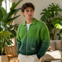 Sweat-shirt décontracté de haute qualité, coupe ample, épaules tombantes, pré-rétréci, multicolore, avec étiquette de marque privée, zippé, effet duveteux, teinture dégradée, effet soleil éclairé