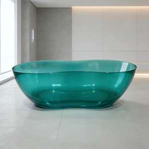 Bañera de Resina de Cristal Moderna y Independiente de Nuevo Diseño con Desagüe, Bañera de Hidromasaje para Hotel - Product Image 4