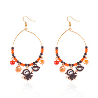 Boucles d'oreilles créoles Shiloh fantaisie et originales en forme de citrouille, fantôme, araignée, chauve-souris, en alliage, pour fête d'Halloween, au design unique