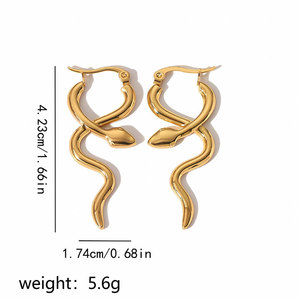 Pendientes al por mayor de acero inoxidable 316L chapados en oro de 14k y 18k, joyería fina de moda, pendientes colgantes de serpiente para mujer - Product Image 4