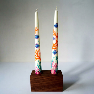 Universal Art Creation Premium Handmade Taper <b>Candles</b> with Underwater Fish Coral Motifs Fresh Scented Art for Holiday Home Decor - Product Image 2