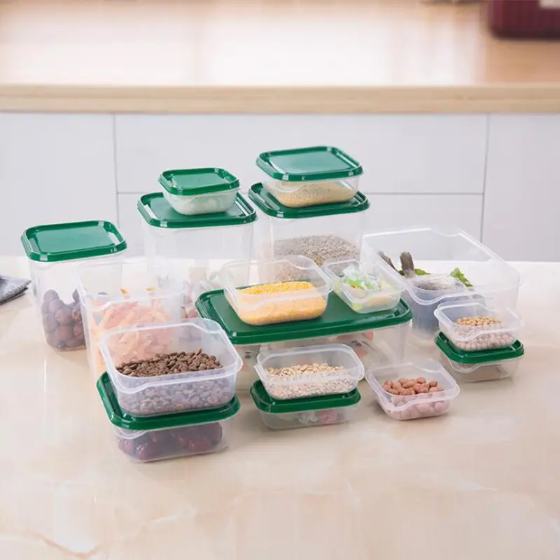 Plastic Sealed Cans Air Tight Dry 17 PCS Food Storage Container Organizer Box PP Kitchen Food Container