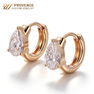 Boucles d'oreilles en diamant de laboratoire taille poire, bijoux pour femmes, or véritable 10k 14k 18k, boucles d'oreilles créoles personnalisées pour cadeau d'anniversaire de mariage - Product Image 1