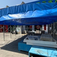 Tente portable en PVC imperméable, mobile, à ouverture coulissante, pour le stockage et la restauration, avec parois latérales et roues, toutes saisons, monocouche