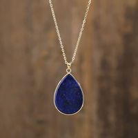 Collier pendentif goutte en pierre naturelle Simple de haute qualité avec cuivre plaqué un cadeau de bijoux quotidien pour les couples