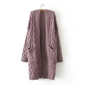 Moda donna inverno autunno maglione aperto <span class=keywords><strong>Cardigan</strong></span> lungo a maglia <span class=keywords><strong>cappotto</strong></span> da donna per il commercio all'ingrosso - Product Image 2