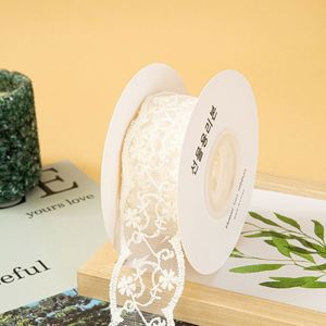 Ruban de dentelle florale brodé vintage de 4 cm x 5 yards, best-seller, pour emballage cadeau de mariage et décoration nuptiale - Product Image 3