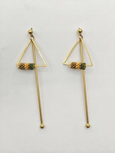 Boucles d'oreilles pendantes simples et luxueuses plaquées or 18 carats, perles de riz Miyuki, fabrication artisanale, vente directe d'usine, personnalisables - Product Image 5