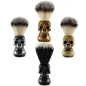 Golden Supplier Wholesale Nylon Natural Badger Hair Brush Skull Resin Shaving Brush for Men