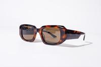 Monture de lunettes de soleil unisexe en acétate Mazzucchelli, coupe biseautée, écaille de tortue Havana, forme rectangulaire irrégulière, verres en nylon anti-lumière bleue