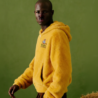 Veste polaire à capuche jaune avec patch brodé de champ de blé, poche plaquée, fermeture éclair, vêtement décontracté, sweat-shirt streetwear personnalisé