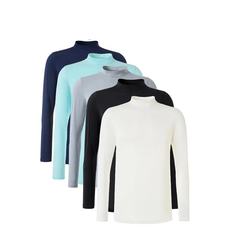 Korean version Long-sleeved high-collar Men's spring and summer sun protection golf ice silk bottoming shirts