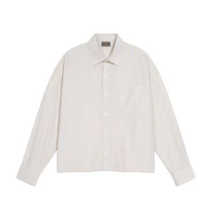Camicia a Righe a Maniche Corte con Taglio Quadrato per Ragazzi, Vestibilità Comoda, Maniche Lunghe, Camicia Casual con Tasca, Collezione Primavera e Autunno - Product Image 3