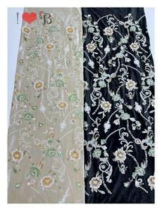 Blinglace Vintage suministro precio competitivo cordón suave guipur encaje terciopelo bordado tela africana para boda vestido de novia - Product Image 1