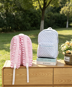 Zaino Trapuntato a Quadretti Pastello per Bambini, Leggero e Estetico, Perfetto Regalo per Bambine dell'Asilo - Product Image 1