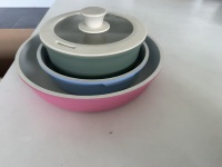 Ensemble de 5 ustensiles de cuisine détachables en aluminium de qualité alimentaire avec poignées en silicone, casseroles et poêles durables avec fond à induction