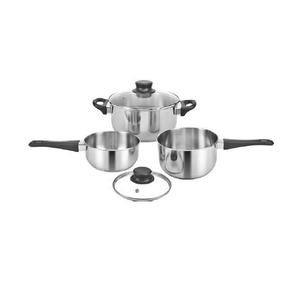 Platinum 5-Piece Stainless Steel <b>Cookware</b> Set Heavy-Duty Induction Compatible with Thick Base for Heat Distribution - Product Image 1