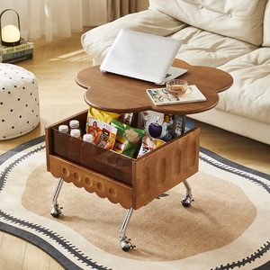 Wood Coffee <b>Table</b> With Storage Drawer And Wheels For Living Room <b>Sofa</b> Bed Use - Product Image 1
