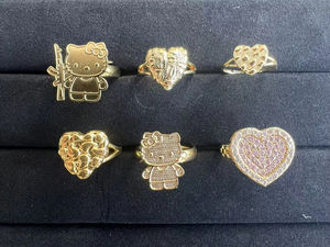 Dropshipping roestvrijstalen 18K vergulde cartoonring nuggetring schattige sieraden voor vrouwen meisjes cadeau - Product Image 2