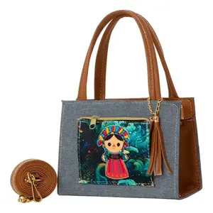 Borsa a Tracolla Vintage Mayra Blue Fana con Dettaglio Nappa, Materiale PU, Chiusura a Cerniera, Fodera in Poliestere per Uso Quotidiano Femminile - Product Image 4